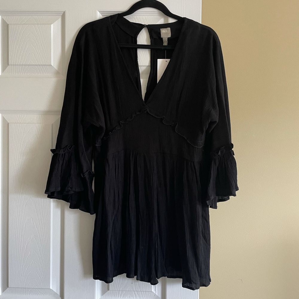 NWT ASOS Black Frill Bat-sleeve Romper